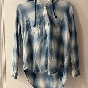 American Eagle Plaid Hoodie Shirt